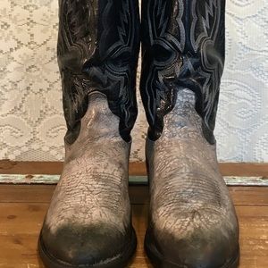 Grey and black leather Tony Lama Cowboy Boots 8D